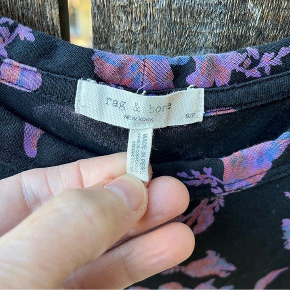 Rag & Bone All Over Floral Organic Cotton Fitted Short Sleeve Tee Sz S - Picture 3 of 10